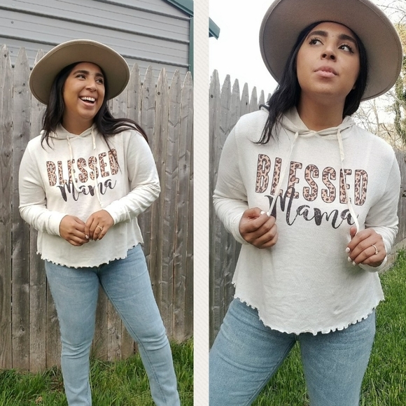BLESSED MAMA LOGO GRAPHIC HOODIE TOP - Picture 7 of 15